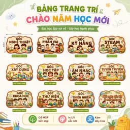 Bảng Gỗ Trang Trí Góc Lớp Học Mầm Non Chào Năm Học Mới In UV Sắc Nét Có Dây Treo 2