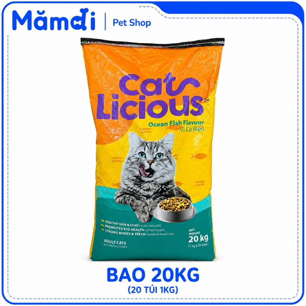 [BAO 20KG]Hạt Cat Licious 20kg Cho Mèo Trưởng Thành | Vị Cá Biển, Dinh Dưỡng Cân Bằng Chính Hãng