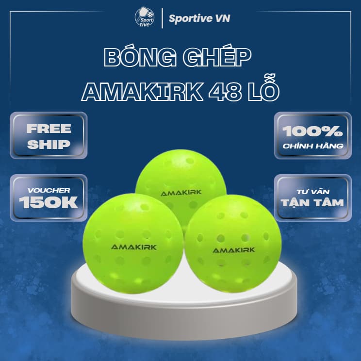 [CHÍNH HÃNG] Bóng Pickleball Amakirk 48 Lỗ Cao Cấp, Đường Bay Ổn Định, Phù Hợp Sân Trong Nhà Và Ngoài Trời