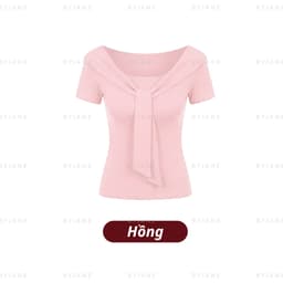 [MÀU MỚI] Áo Thun Nữ Phối Khăn Thắt Nơ Cổ Trễ Vai Ôm Body Co Giãn 4 Chiều Mềm Mịn Hot Trend BYJANE-102 6