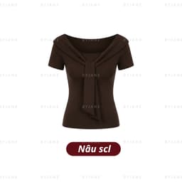 [MÀU MỚI] Áo Thun Nữ Phối Khăn Thắt Nơ Cổ Trễ Vai Ôm Body Co Giãn 4 Chiều Mềm Mịn Hot Trend BYJANE-102 8