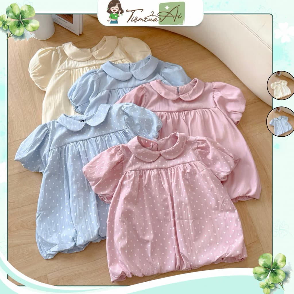 Áo Bí Tay Bồng Cổ Sen Form Babydoll Xoè Nhiều Màu Vải Gió, Áo Kiểu Nữ Dễ Thương