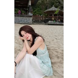 LYN- ÁO NỮ HAI DÂY XANH MINT VIỀN REN TÀ LỆCH BLP21072 3