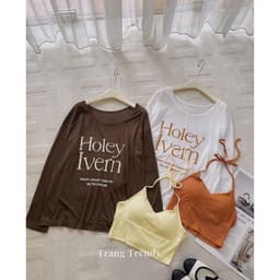 ( HÀNG QC ) Áo Giấy Chữ Lệch Vai 2 Món Holey 9