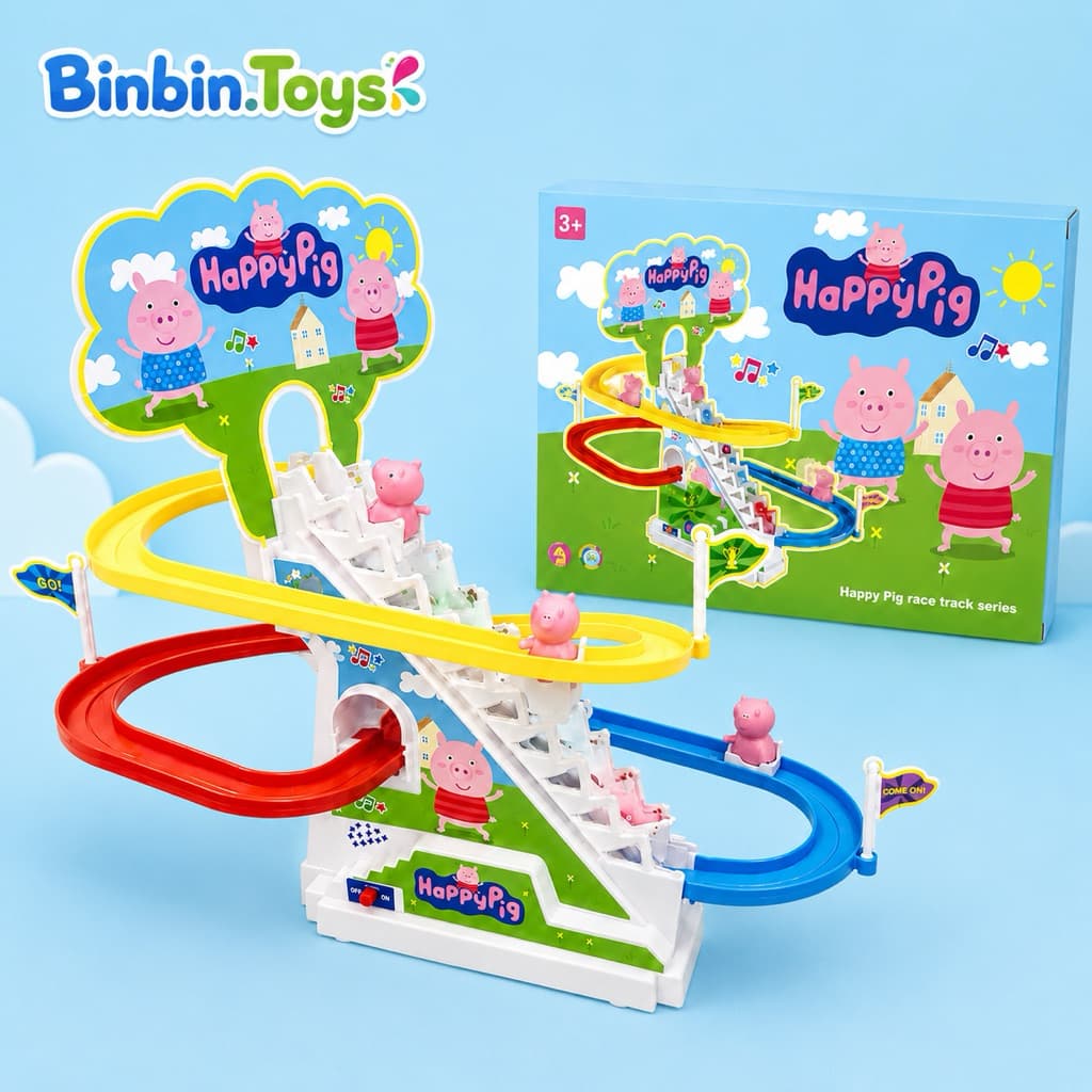 Đồ chơi cầu trượt leo cầu thang ANBEBE với âm thanh vui nhộn + Đèn nháy đẹp mắt