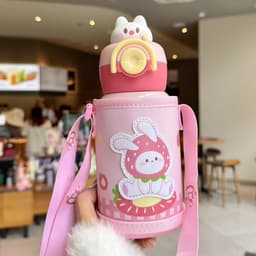 Bình giữ nhiệt đi học mẫu mới dung tích 500ml kèm túi vải đựng bình dễ thương dành cho các bạn cấp 1 5