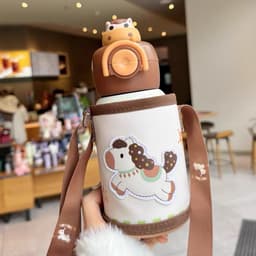 Bình giữ nhiệt đi học mẫu mới dung tích 500ml kèm túi vải đựng bình dễ thương dành cho các bạn cấp 1 8