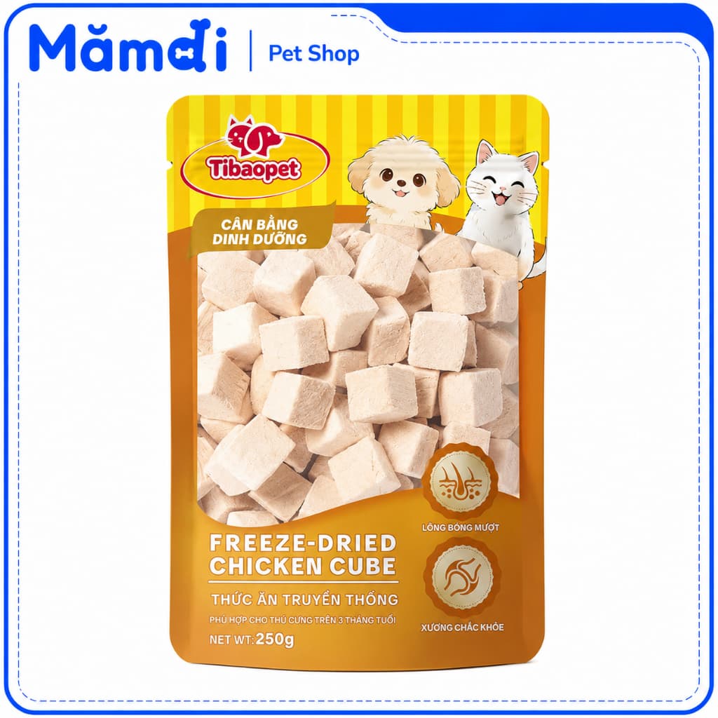 Gà Viên Tibao Pets Sấy Khô Cho Chó Mèo | Snack 100% Thịt Gà S2 Pets, Giàu Protein, Dễ Tiêu Hóa