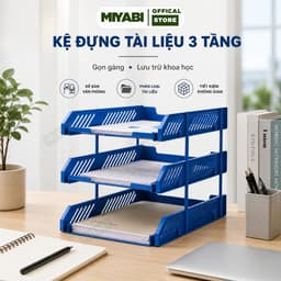 Kệ đựng tài liệu văn phòng để bàn 3 tầng - màu Xanh Biển - kệ đựng tài liệu để bàn - nhựa pp 1