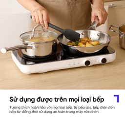 Quánh Inox nguyên khối LocknLock Eleve CSS1624IH thép không gỉ SUS304 16cm kèm nắp dùng được bếp từ 3
