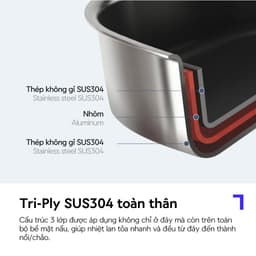 Quánh Inox nguyên khối LocknLock Eleve CSS1624IH thép không gỉ SUS304 16cm kèm nắp dùng được bếp từ 6