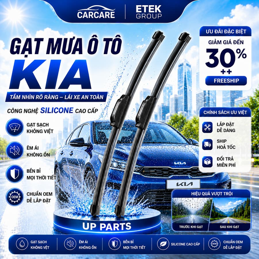 Bộ Gạt Mưa Ô TÔ xe KIA Morning, K3, Cerato, Seltos, K5, Carnival, Sorento- Gạt mưa Silicon phủ nano chống nước