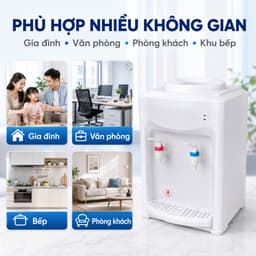 Cây Nước Nóng Lạnh Mini Để Bàn Úp Bình Volthome, 2 Vòi Nóng Lạnh, Công Nghệ Làm Lạnh Chip Điện Tử, Tự Ngắt Tiết Kiệm Điệ 7