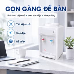 Cây Nước Nóng Lạnh Mini Để Bàn Úp Bình Volthome, 2 Vòi Nóng Lạnh, Công Nghệ Làm Lạnh Chip Điện Tử, Tự Ngắt Tiết Kiệm Điệ 5