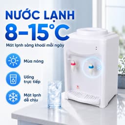 Cây Nước Nóng Lạnh Mini Để Bàn Úp Bình Volthome, 2 Vòi Nóng Lạnh, Công Nghệ Làm Lạnh Chip Điện Tử, Tự Ngắt Tiết Kiệm Điệ 3