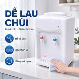 Cây Nước Nóng Lạnh Mini Để Bàn Úp Bình Volthome, 2 Vòi Nóng Lạnh, Công Nghệ Làm Lạnh Chip Điện Tử, Tự Ngắt Tiết Kiệm Điệ 8