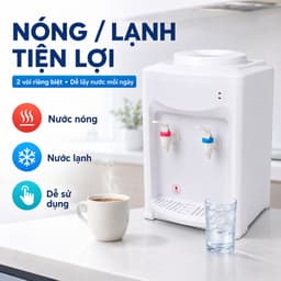Cây Nước Nóng Lạnh Mini Để Bàn Úp Bình Volthome, 2 Vòi Nóng Lạnh, Công Nghệ Làm Lạnh Chip Điện Tử, Tự Ngắt Tiết Kiệm Điệ 2