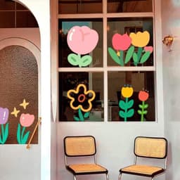 Decal Dán Kính Trang Trí Cửa Sổ Hình Hoa Tulip, Hoa Cúc Nhiều Màu – Sticker Decor Quán Cafe, Cửa Hàng, Phòng Ngủ DC09 2