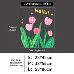 Decal Dán Kính Trang Trí Cửa Sổ Hình Hoa Tulip, Hoa Cúc Nhiều Màu – Sticker Decor Quán Cafe, Cửa Hàng, Phòng Ngủ DC09 6