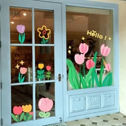 Decal Dán Kính Trang Trí Cửa Sổ Hình Hoa Tulip, Hoa Cúc Nhiều Màu – Sticker Decor Quán Cafe, Cửa Hàng, Phòng Ngủ DC09 3