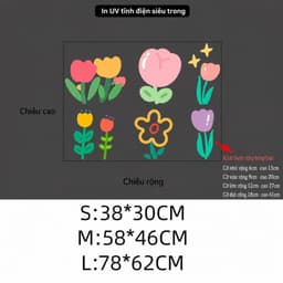 Decal Dán Kính Trang Trí Cửa Sổ Hình Hoa Tulip, Hoa Cúc Nhiều Màu – Sticker Decor Quán Cafe, Cửa Hàng, Phòng Ngủ DC09 7
