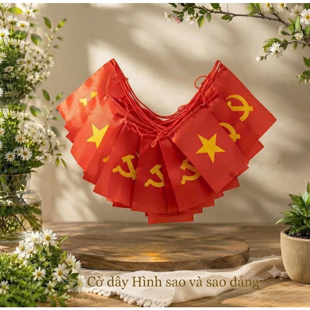 Cờ dây sao, cờ dây tổ quốc, chất liệu vải phi bóng 2025