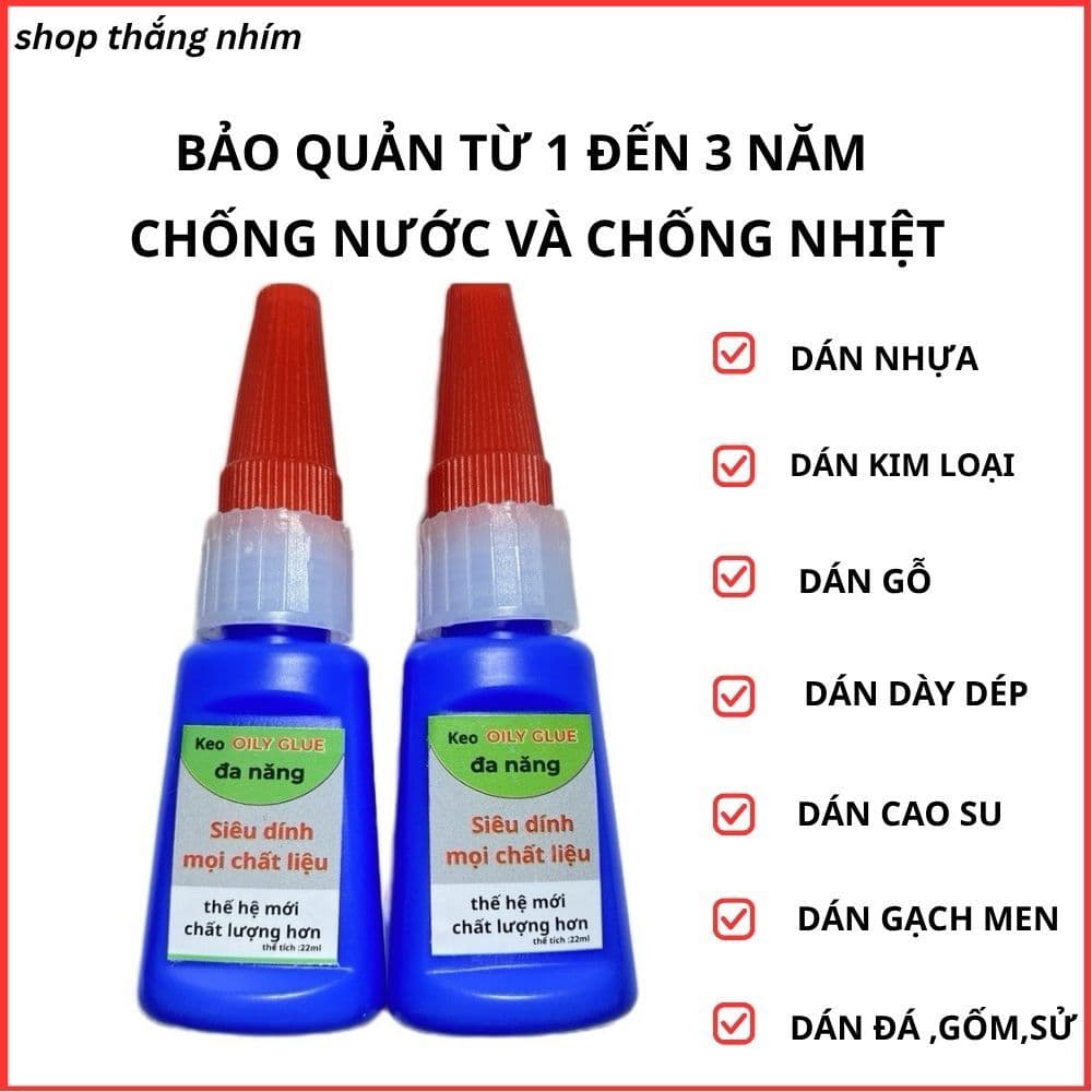 Combo 2 lọ keo OILY GLUE dán sắt gỗ gốm dày dép cao su