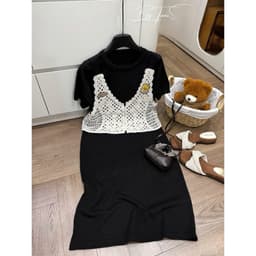 <Đầm Bầu Quynhanhhouse> (QC)Váy mtg len kèm yếm liền freesize 4