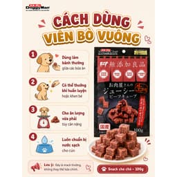 Snack Jerky Bò DoggyMan 100g Cho Chó | Viên Bò Vuông, Que Bò Tròn Thơm Đậm, Bánh Thưởng Dễ Ăn 2