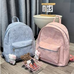 Balo Nữ Size Thêu Nổi Thỏ Cute Da Nhung Loang – Quai To Êm Vai – Đựng Vừa A4, Laptop 14 Inch 8