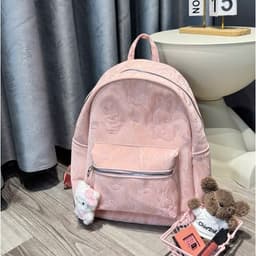 Balo Nữ Size Thêu Nổi Thỏ Cute Da Nhung Loang – Quai To Êm Vai – Đựng Vừa A4, Laptop 14 Inch 3