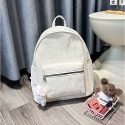 Balo Nữ Size Thêu Nổi Thỏ Cute Da Nhung Loang – Quai To Êm Vai – Đựng Vừa A4, Laptop 14 Inch 4