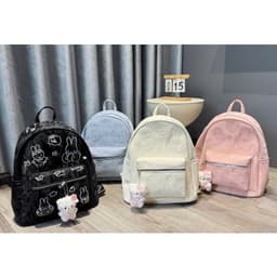 Balo Nữ Size Thêu Nổi Thỏ Cute Da Nhung Loang – Quai To Êm Vai – Đựng Vừa A4, Laptop 14 Inch 9