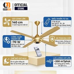 Quạt Trần Panasonic 4 Cánh F-56MZG Điều Khiển Từ Xa, Hẹn Giờ, Tiết Kiệm Điện Chính Hãng 4