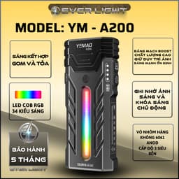 Đèn pin cầm tay EDC YM A200 sáng siêu mạnh 5200 lumen CAO CẤP vỏ nhôm hàng không sáng 2 kiểu kết hợp sạc nhanh TYPE-C 1