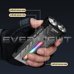 Đèn pin cầm tay EDC YM A200 sáng siêu mạnh 5200 lumen CAO CẤP vỏ nhôm hàng không sáng 2 kiểu kết hợp sạc nhanh TYPE-C 6