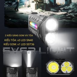 Đèn pin cầm tay EDC YM A200 sáng siêu mạnh 5200 lumen CAO CẤP vỏ nhôm hàng không sáng 2 kiểu kết hợp sạc nhanh TYPE-C 9