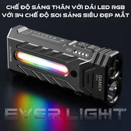 Đèn pin cầm tay EDC YM A200 sáng siêu mạnh 5200 lumen CAO CẤP vỏ nhôm hàng không sáng 2 kiểu kết hợp sạc nhanh TYPE-C 2