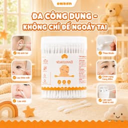 Tăm bông ngoáy tai cho bé Emoon 2 đầu tròn và dẹt kháng khuẩn, thân thiện với môi trường hộp 200 chiếc 8