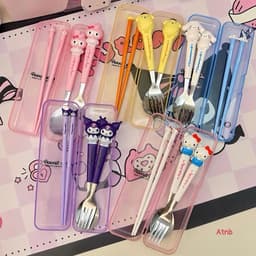 🌸 Bộ thìa – dĩa – đũa 3 món hoạt hình siêu xinh 🌸 2