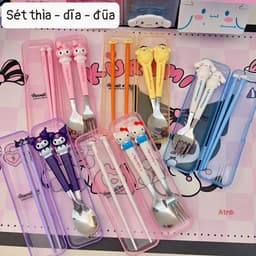 🌸 Bộ thìa – dĩa – đũa 3 món hoạt hình siêu xinh 🌸 1