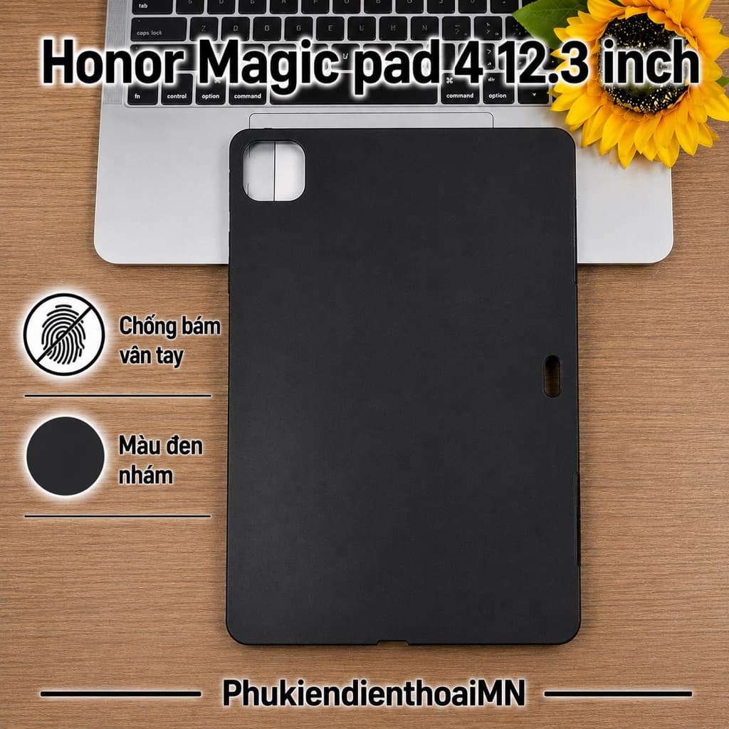 Ốp lưng dẻo Honor Magic Pad 4 12.3 inch (màu Đen) chống bán vân tay