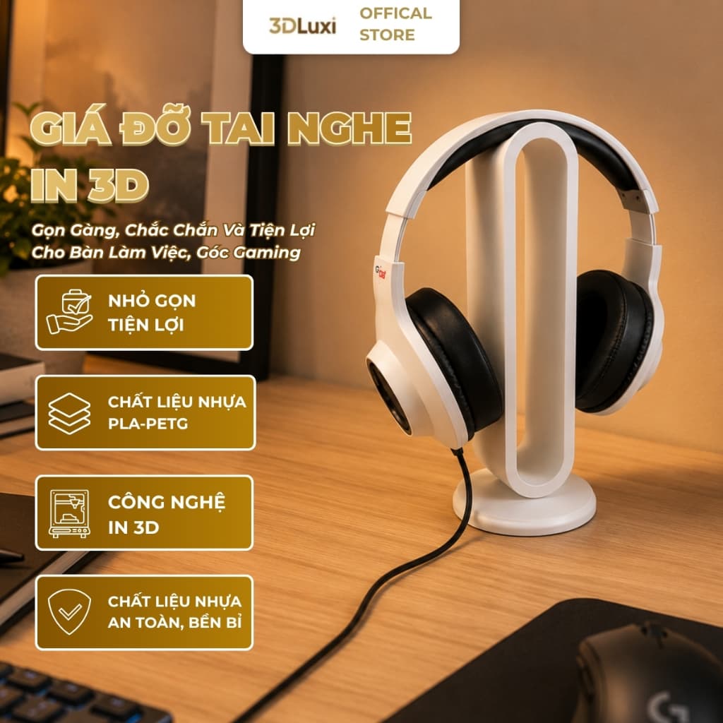 Giá Đỡ Tai Nghe Để Bàn 3D LUXI, Giá Treo Tai Nghe Nhỏ Gọn Tiết Kiệm Diện Tích Bàn Làm Việc Bàn Học