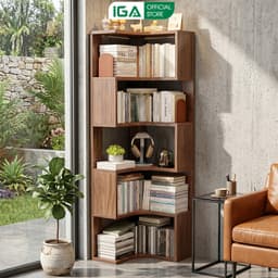 Kệ sách góc tường 5 tầng gỗ MDF cao cấp trang trí decor phòng hiện đại thương hiệu IGA - GP433 1