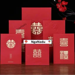Sét 10 cái / 6 cái Lì Xì Đám Cưới,Bao Lì Xì Đỏ cao cấp may mắn,Song Hỷ,Nạp Tài,bê tráp,Hồng bao Vu Quy Cát Tường 9
