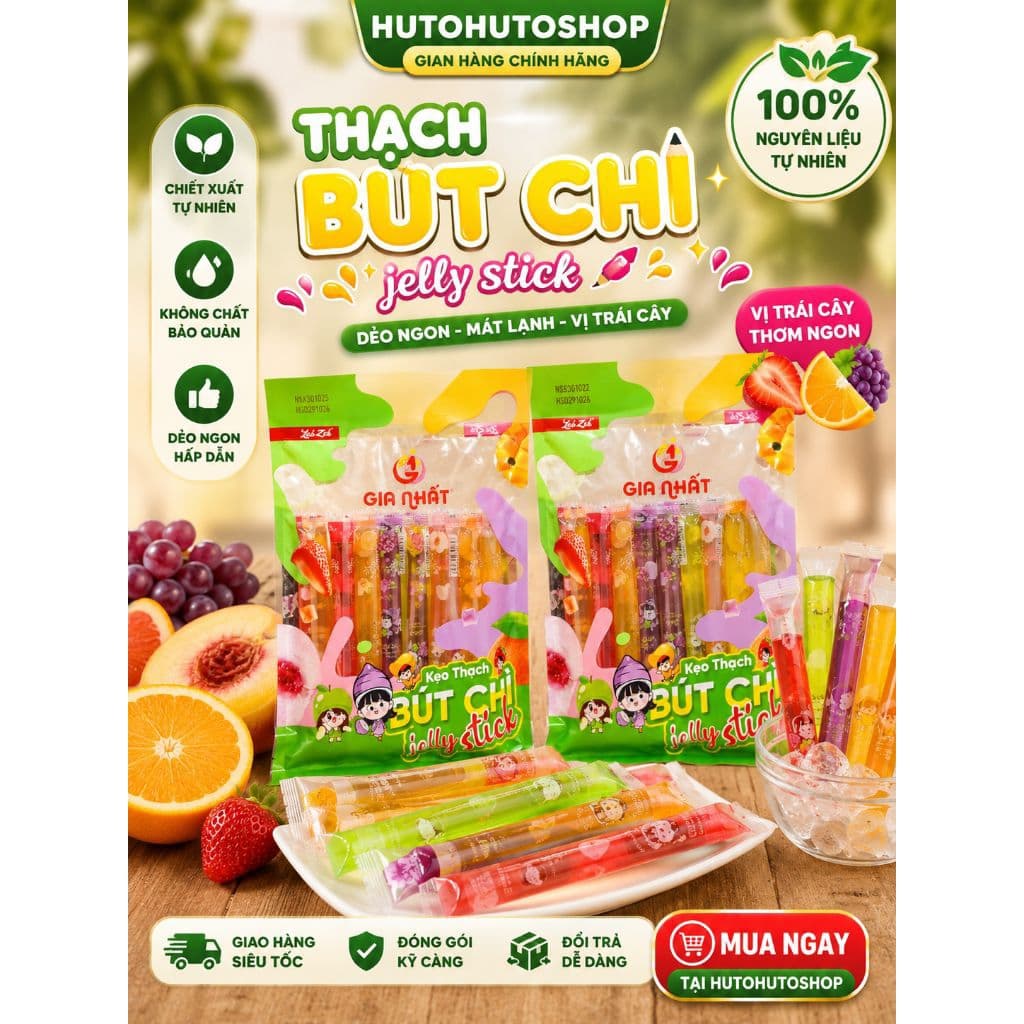 Túi Thạch Bút Chì Jelly Stick Gia Nhật Đủ Vị Trái Cây – Dẻo Ngon Mát Lạnh – Ăn Vặt Hot Trend | Hutohutoshop