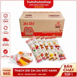 Thùng Thạch Dài Zai Zai Đức Hạnh 5KG Chính Hãng – Đủ Vị Trái Cây, Dẻo Ngon Mát Lạnh, Thùng Sỉ Tiết Kiệm | Hutohutoshop 1