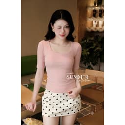 Áo Thun Nữ Cổ Vuông Tay Lỡ Phối Viền Ôm Body Chất Thun Mịn Co Giãn 4 Chiều Basic Tôn Dáng Nhiều Màu BYJANE 505-502 5
