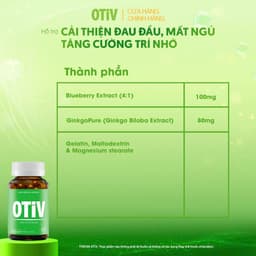 Viên Uống Bổ Não OTIV Ecogreen Giảm Đau Đầu, Mất Ngủ, Tăng Trí Nhớ & Hoạt Huyết Não 6