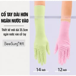 Găng tay cao su nhà bếp Beesurg loại dài 14inch - Túi 20 Cái găng tay không thấm nước vệ sinh nhà bếp rửa chén đa năng 4